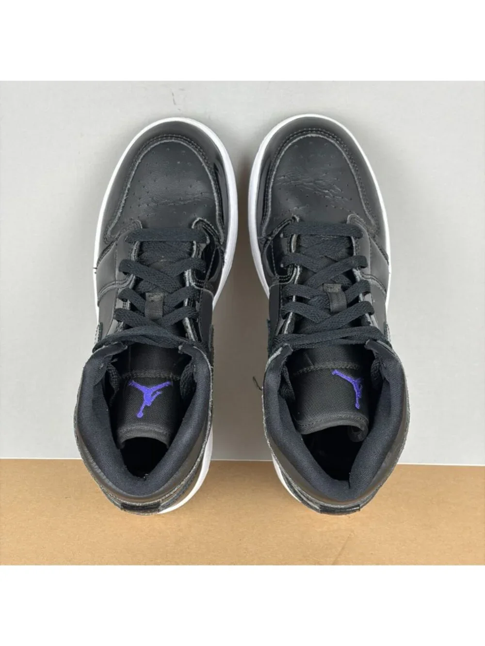 Air Jordan 1 Mid SE Space Jam Athletic Shoes Youth 5.5Y Black Purple Lace Up